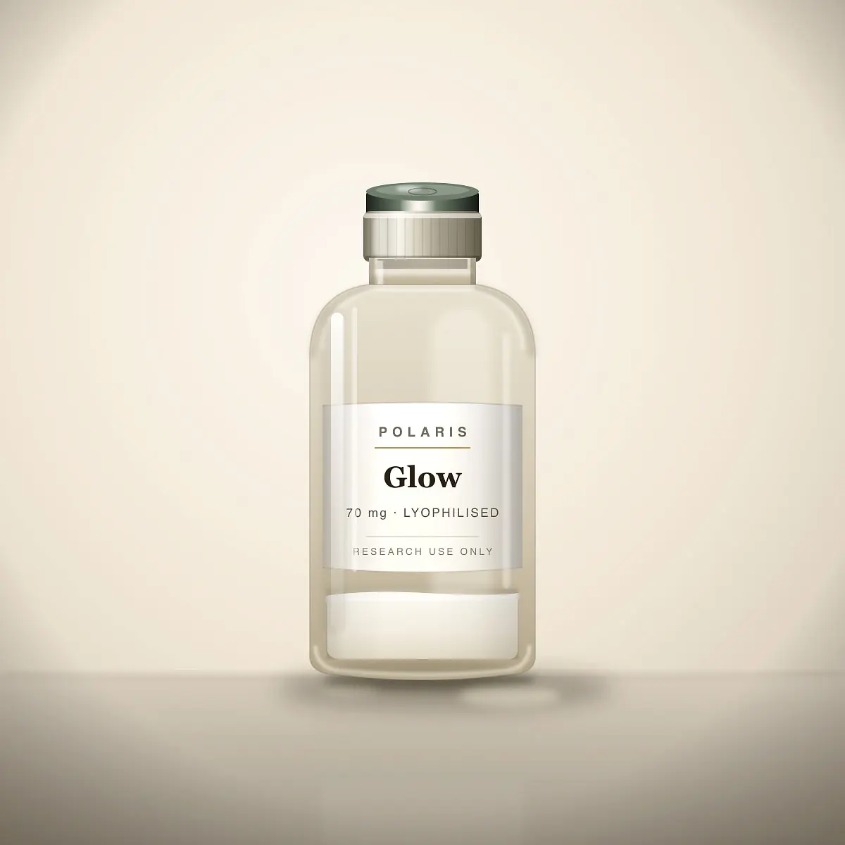 Glow 70mg research peptide vial · Polaris Research